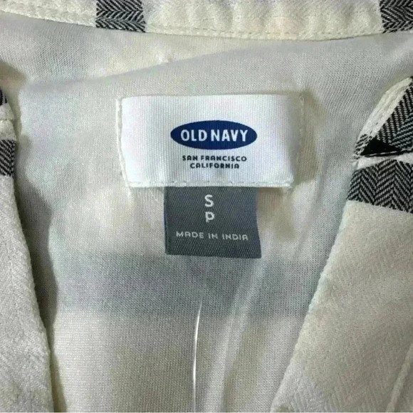 Old Navy San Francisco Petite Size SP Plaid Cream Gray Flare Dress Women - Picture 5 of 8